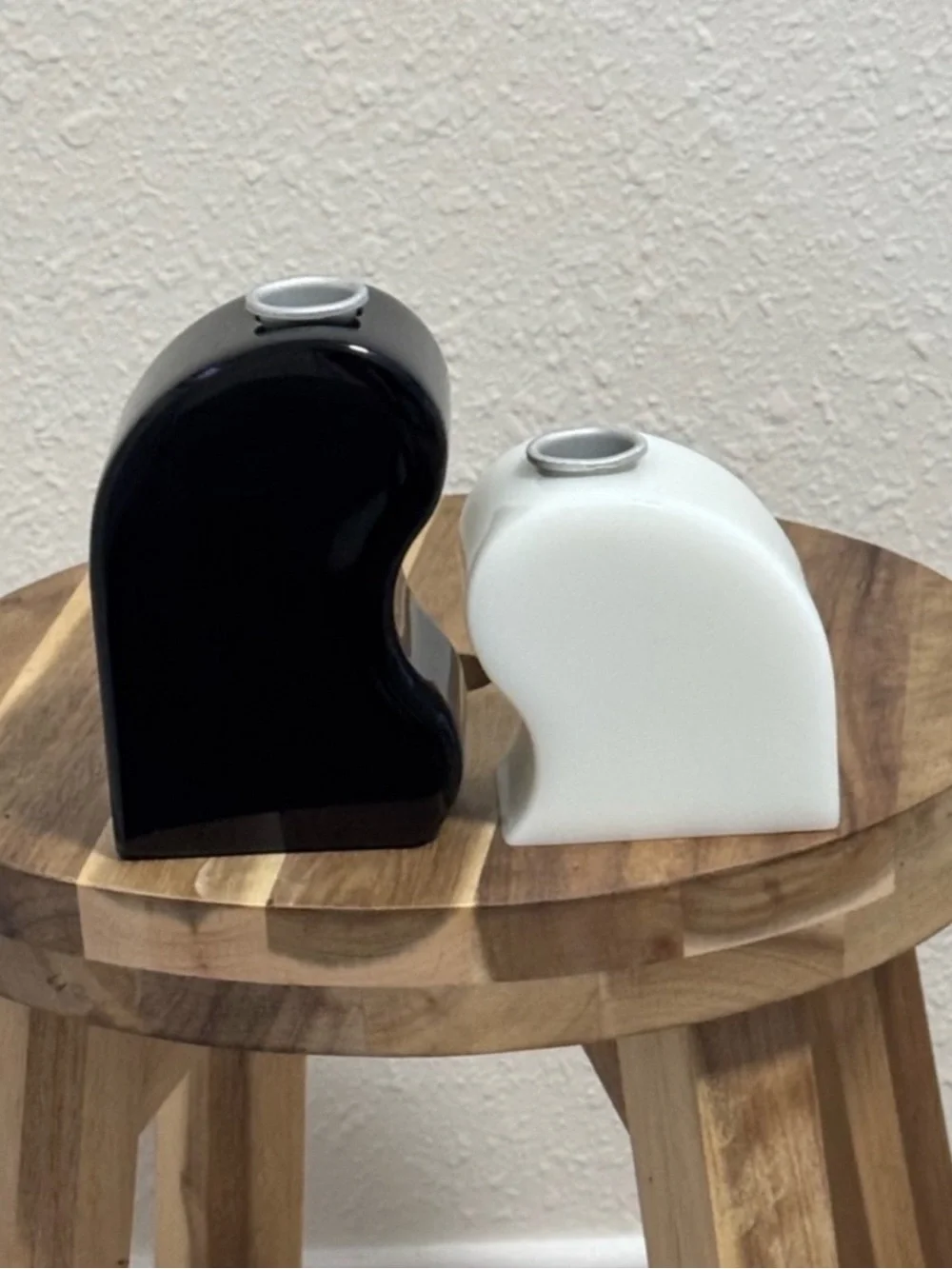 Areaware Seymour Sculptural Interlocking Candle Holder Set Black White NWT